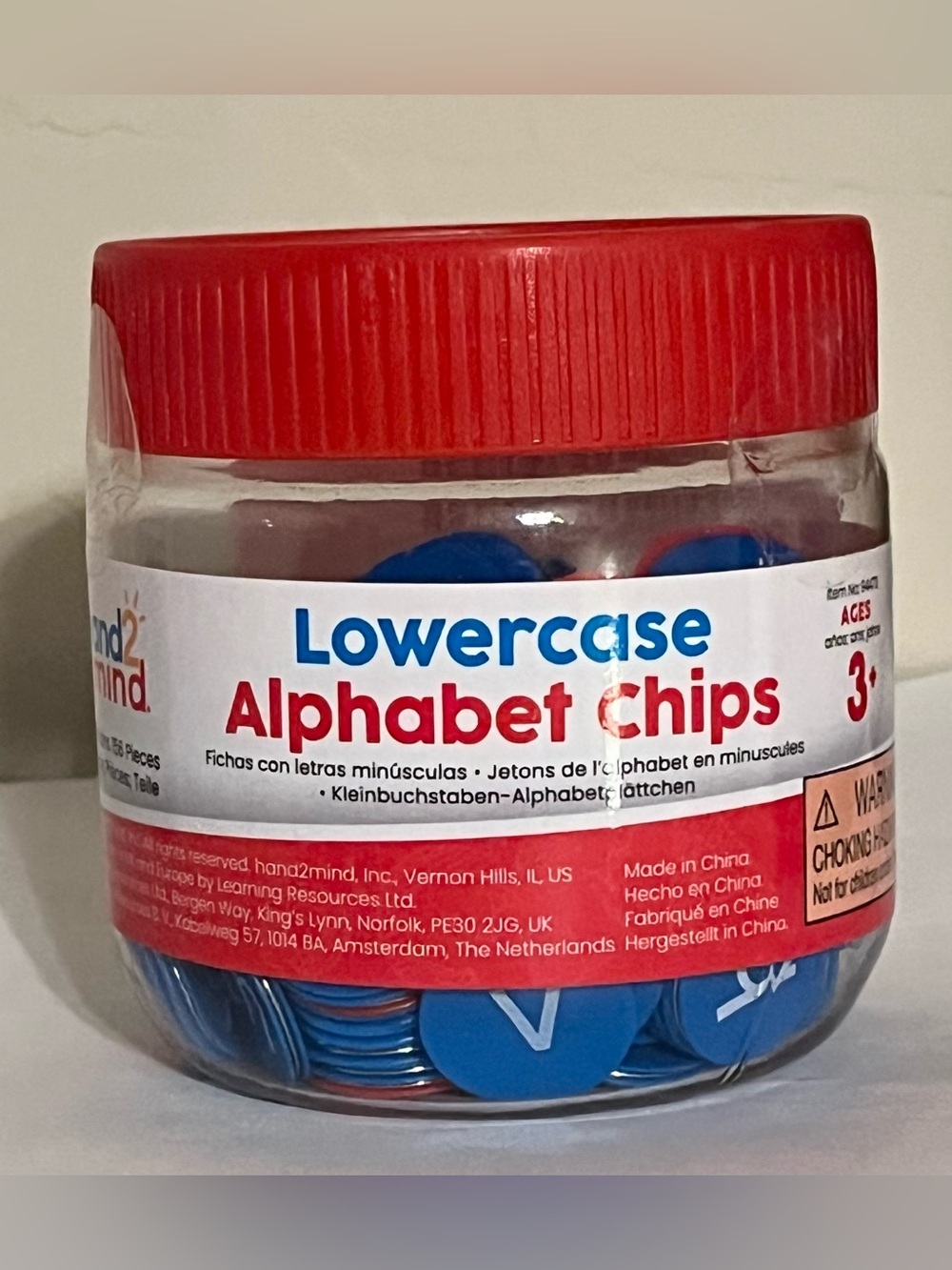 Lowercase Alphabet Chips - Red & Blue Letter Set